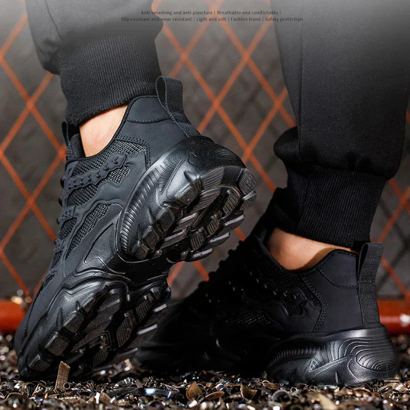 Rutschfeste Herren Arbeitsschuhe mit Durchtrittschutz. Flexible Sportsicherheitsschuhe für optimalen Schutz.