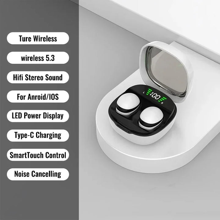 Reise Kopfhörer: Mini In-Ear Bluetooth 5.3 Ohrhörer, ideal für unterwegs. Kompakt & leistungsstark.