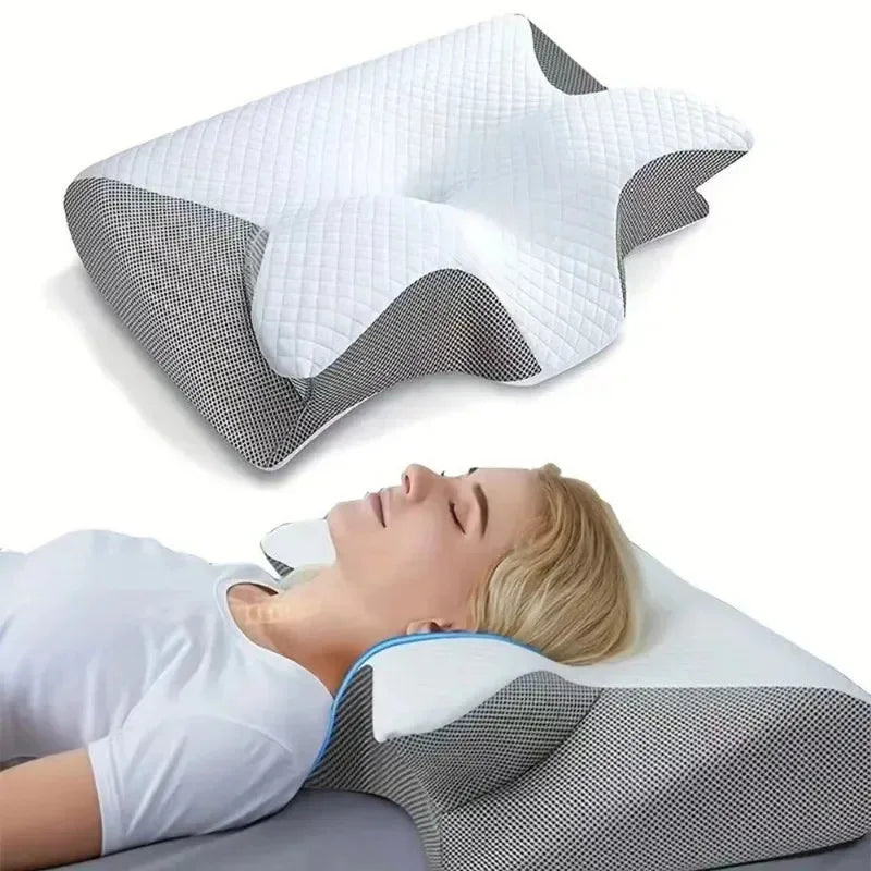 Schmetterlingskissen, ergonomisch geformt, bietet beste Nackenstütze und fördert gesunden Schlaf.