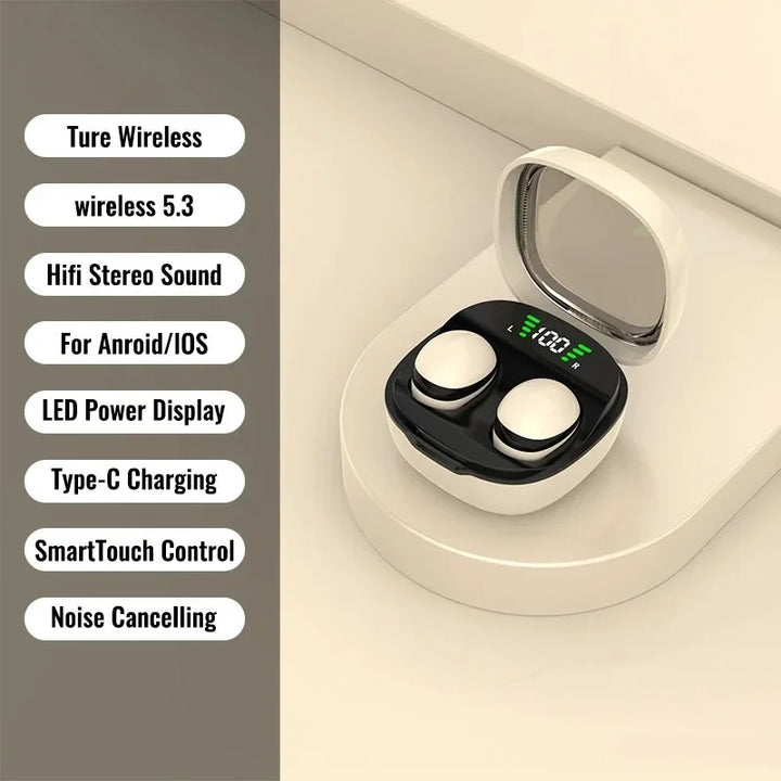 Aktive Geräuschreduzierung für ungestörten Klang bei Mini In-Ear Bluetooth Kopfhörern. Ideal für Reisen.