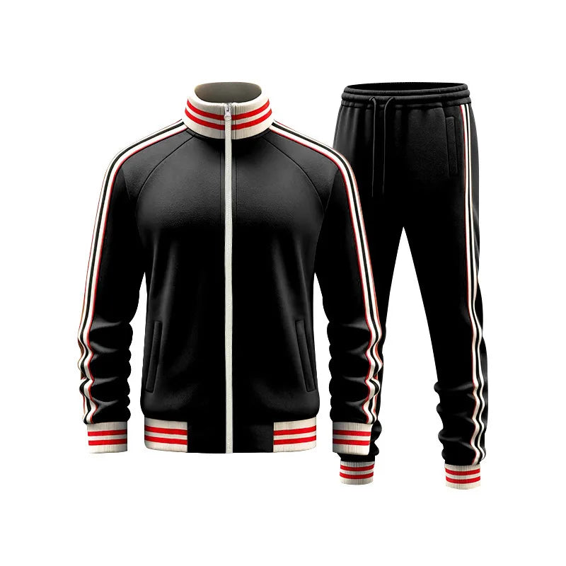 Bequemes Herren Freizeit Set mit Stehkragen, ideal für Sport, Reise & Alltag; hochwertiges, atmungsaktives Material.