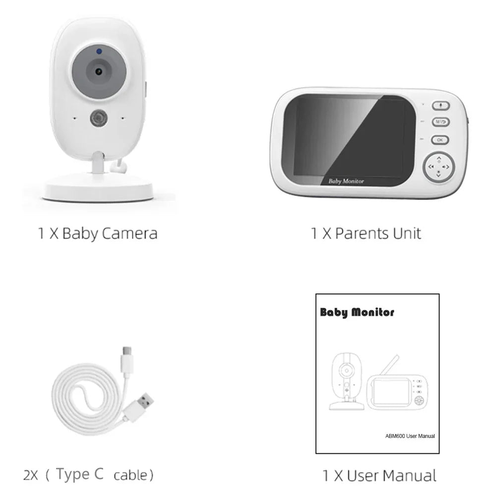 Detaillierte Ansicht des 3,5-Zoll HD Monitors des Babyphones. Klarer Blick auf das Babyzimmer.