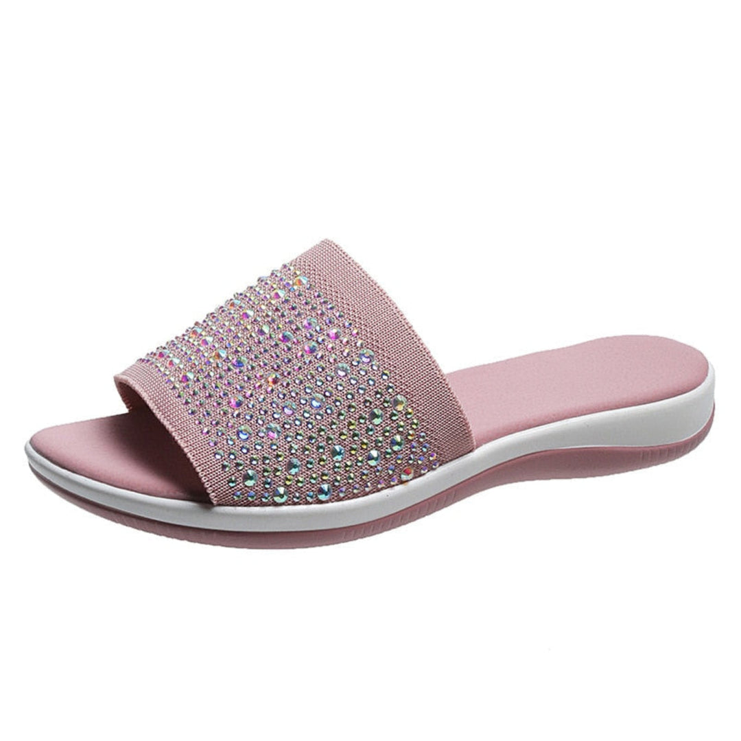 Bequeme Damen Sandalen, leichte Slip-On Sommtreter für Strand & Urlaub. Casual Badelatschen, offene Freizeitschuhe.
