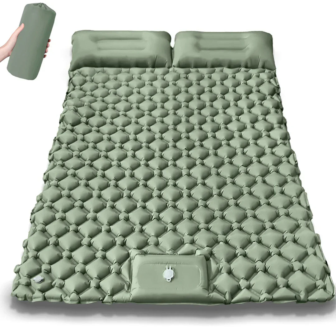Robuste Doppelluftmatratze für Camping, Zelt, Garten oder Reisen, extra breit für bequemen Schlaf zu zweit.