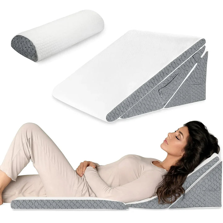4-teiliges orthopädisches Keilkissen Set, verstellbar für komfortablen Schlaf und Erholung.