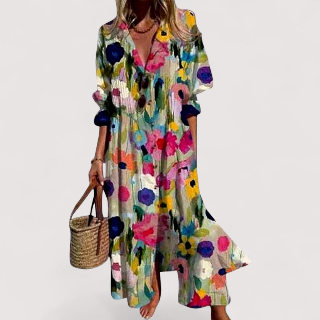 Bequemes Damen Alltagskleid in A-Linie mit modischem Print. Vielseitiges, lockeres Damenkleid für jeden Tag.