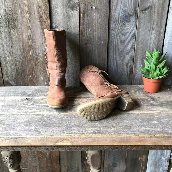 Vielseitige Damen Boots in Khaki mit praktischem Reißverschluss, ideal für Alltag & Casual-Looks.