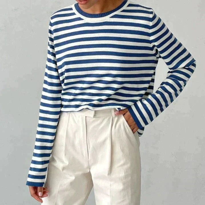 Vielseitiges Damen Stricktop mit langen Ärmeln, ideal für elegante und legere Kombinationen.