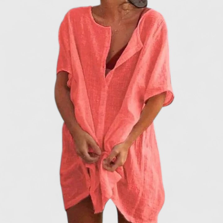 Modisches Damen Tunikakleid, entspannter Schnitt, perfekt als Freizeitkleid oder Strandkleid.