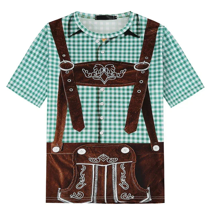 Hochwertiges T-Shirt mit Lederhosen-Print. Perfekt für Oktoberfest-Feiern und Themenpartys 2025.