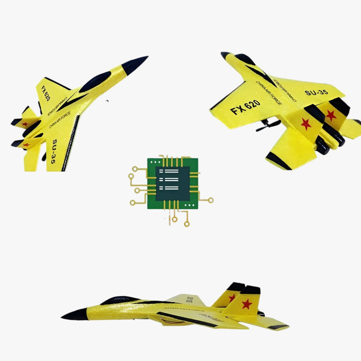 Kind steuert ein FalconAir RC-Flugzeug mit Fernbedienung, tolles Outdoor-Spielzeug und Geschenk für junge Technik-Fans.
