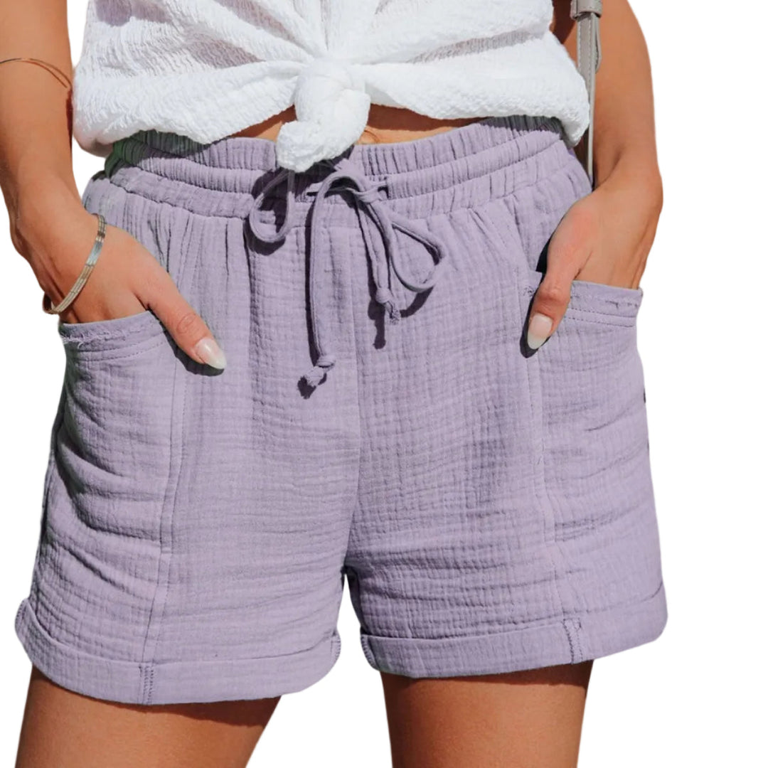 Leichte Damen Sommer Shorts mit elastischem Bund. Ideale Alltag- und Freizeit-Shorts für Komfort und Stil.