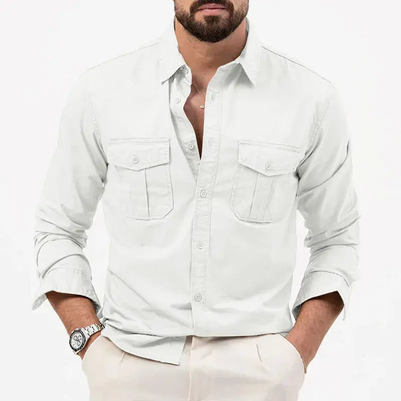 Modisches Vintage Langarmhemd für Herren, ein vielseitiges Oberteil für elegante Outfits.