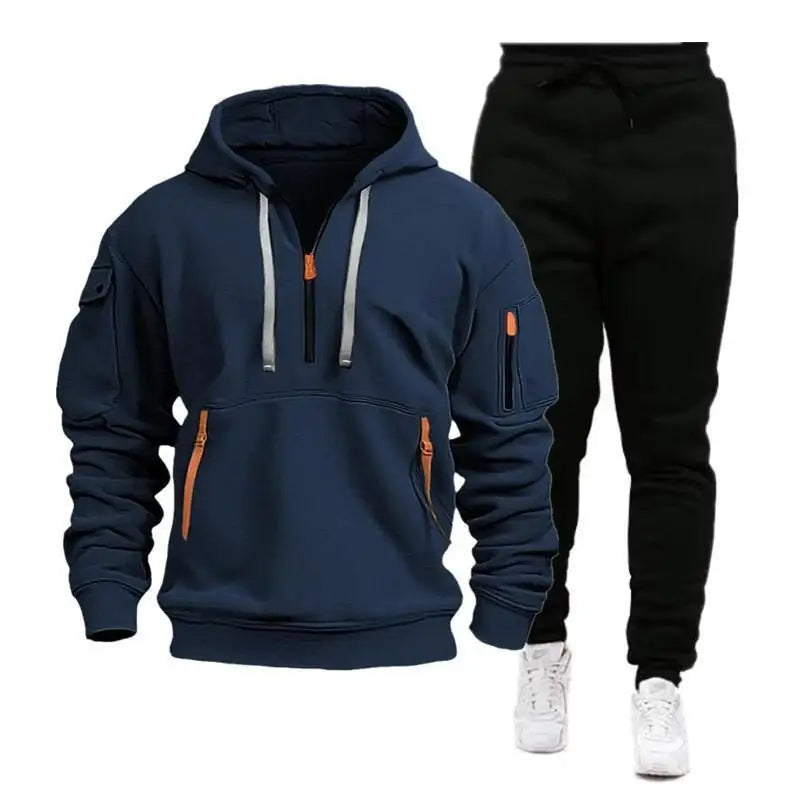 Herren Sport-Hoodie-Set in Schwarz, bequem und lässig für Freizeit & Alltag.