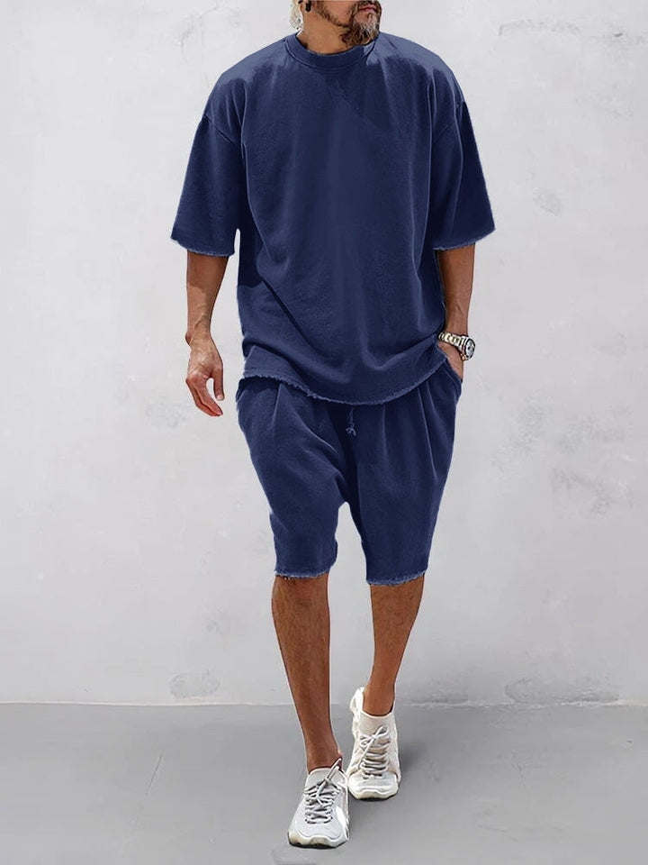 Stylisches einfarbiges Herren Oversize Set mit Hoodie & Jogginghose, ideal für den lässigen Look.