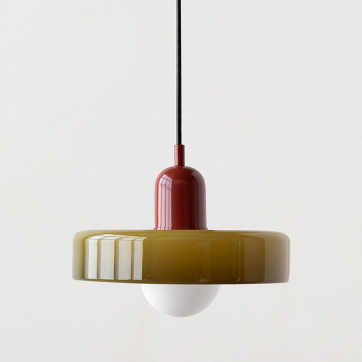 Moderne Bauhaus Deckenleuchte, farbiges Buntglas-Design, ideale Innenbeleuchtung.