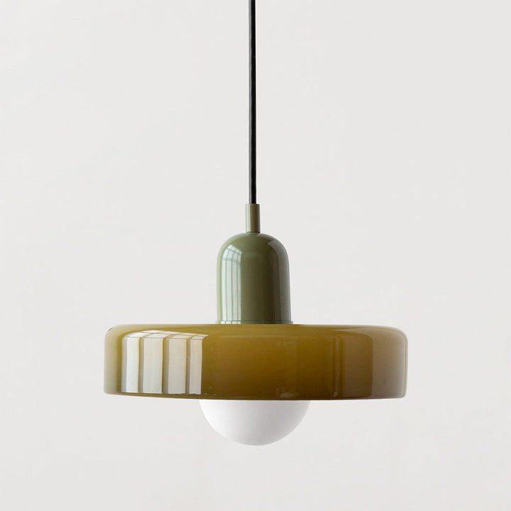 Buntglas Pendelleuchte, Bauhaus-Design, schafft lebendige Akzente im modernen Zuhause.