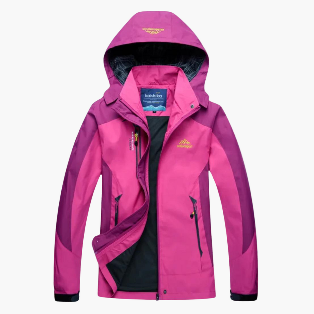 Damen Outdoorjacke, winddicht, wasserdicht & atmungsaktiv. Perfekt für Wandern & Camping im Frühling/Herbst.