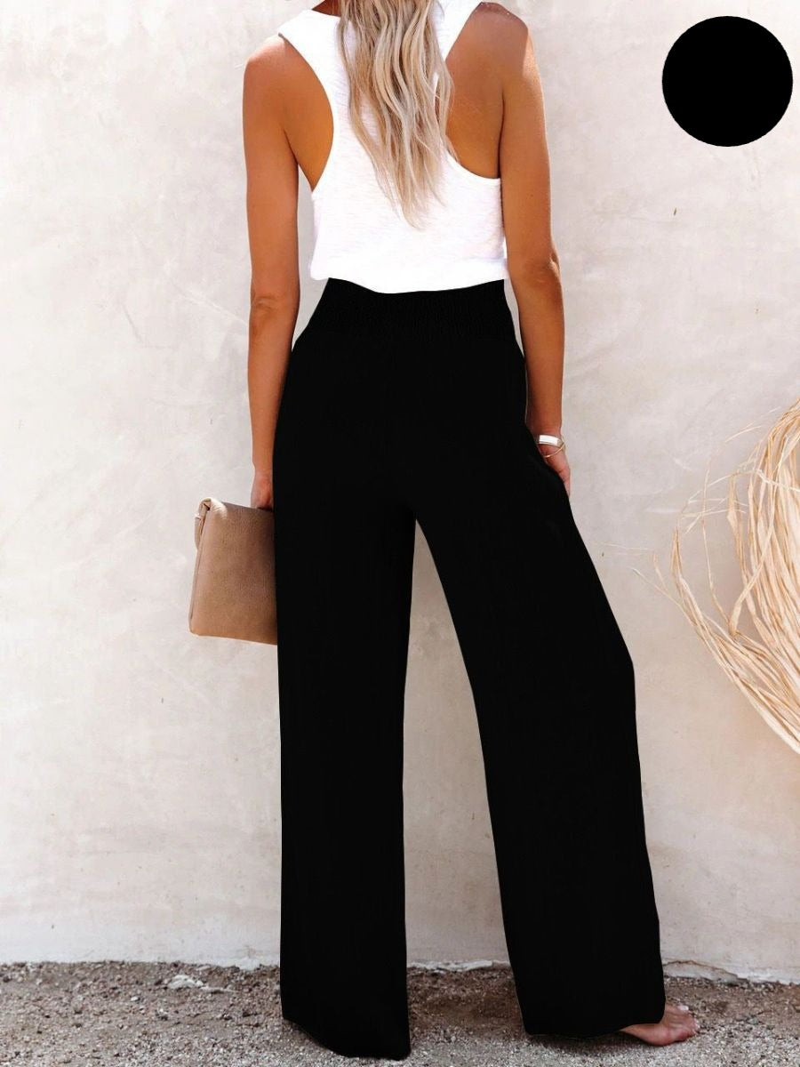 Bequeme Damen Leinenhose Livia für Sommer. Hohe Taille & weites Bein für maximalen Komfort.