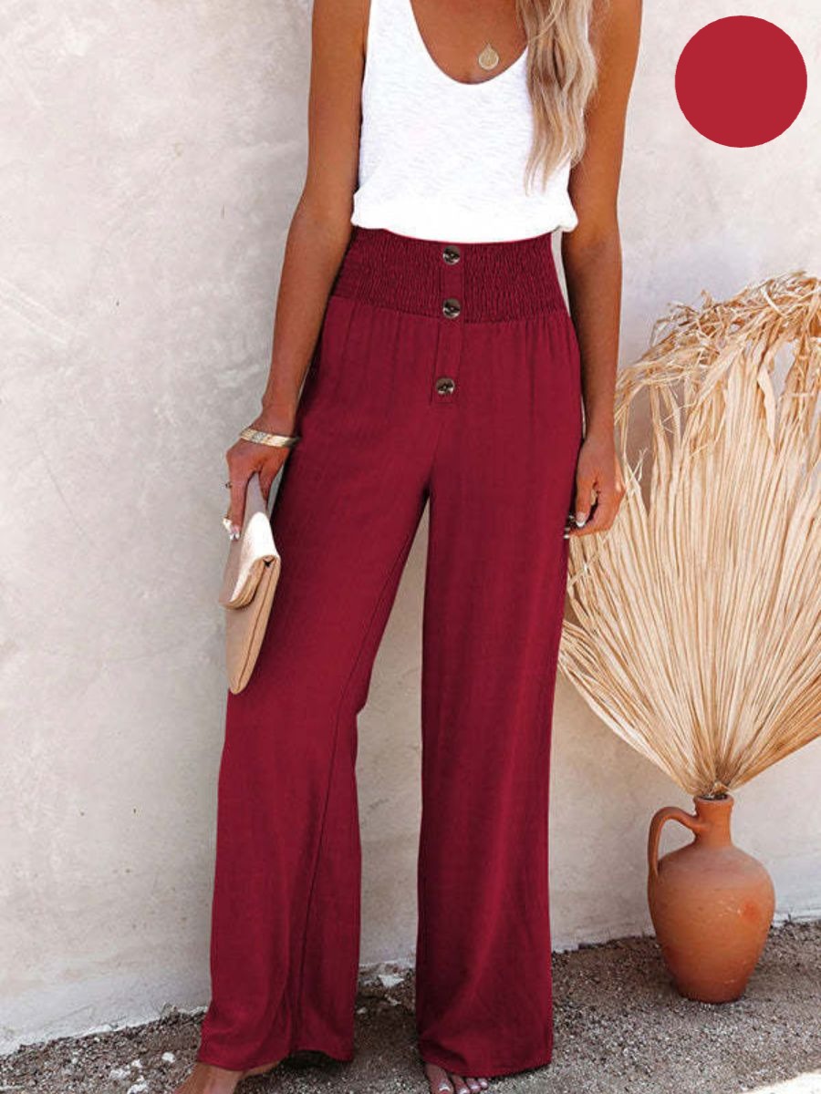 Entspannte Eleganz: Damen Leinenhose Livia mit hoher Taille und weitem Bein. Ideal für Sommer.