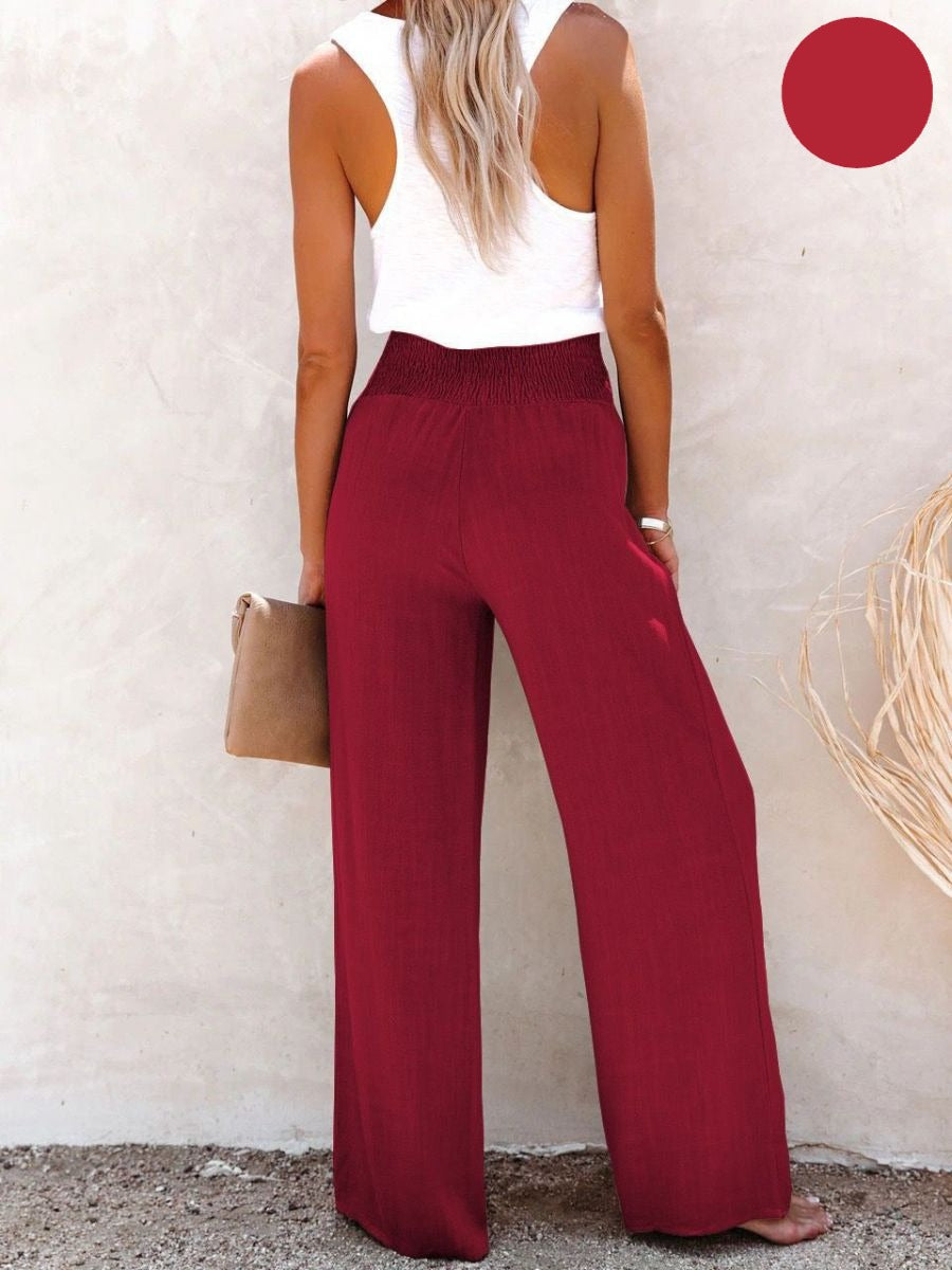 Trendige Damen Leinenhose Livia: Hohe Taille & weites Bein. Die perfekte Modehose für den Sommer.