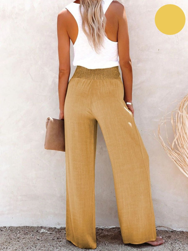 Vielseitige Damen Leinenhose Livia, hohe Taille & weites Bein, chic für Büro, bequem für Freizeit.