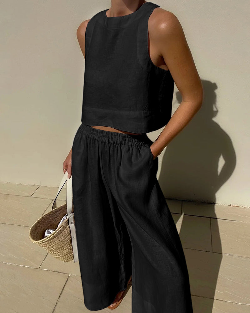 Bequeme Freizeithose: Lockerer Schnitt, weicher Stoff, ideal für Damen Sommer Set. Vielseitig kombinierbar.