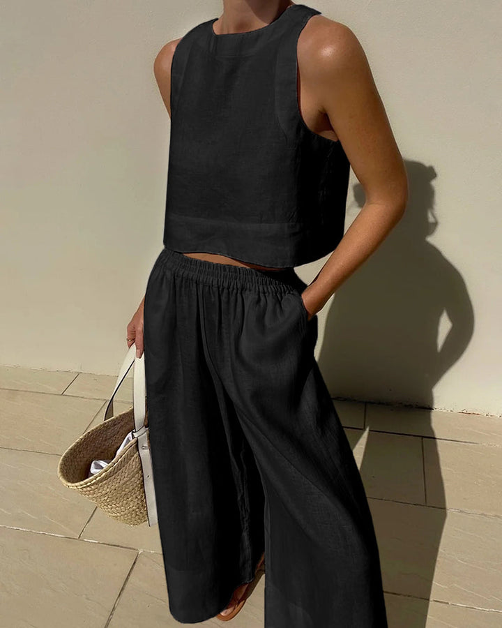 Bequeme Freizeithose: Lockerer Schnitt, weicher Stoff, ideal für Damen Sommer Set. Vielseitig kombinierbar.