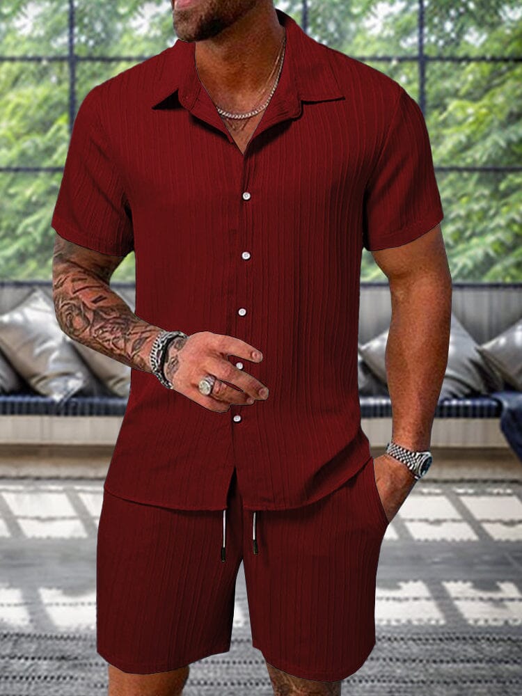 Vielseitiges Herren Casual Set: Kurzarmhemd & Shorts für Freizeit, Strand & Reise.