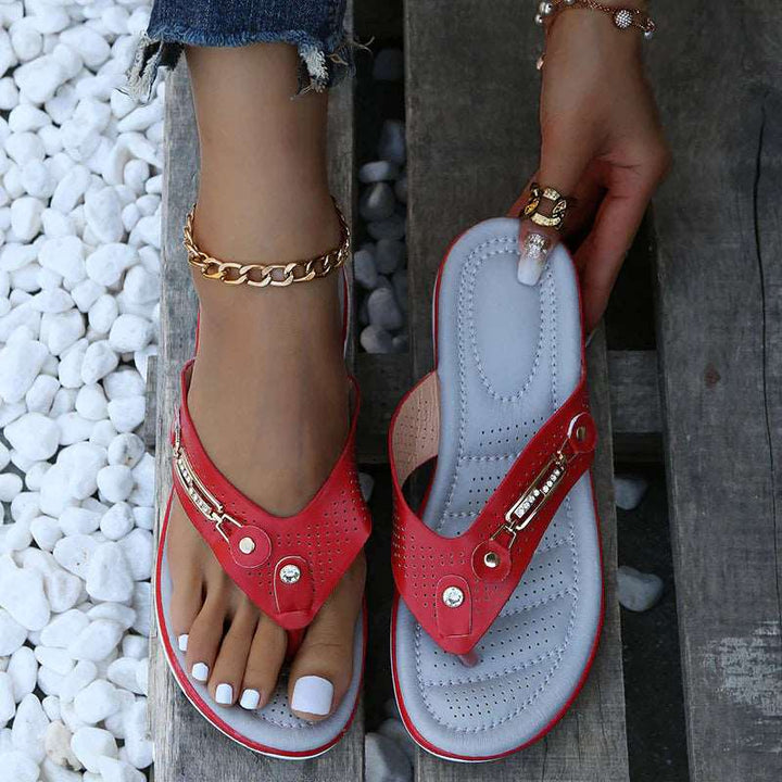Elegante Damensandalen: orthopädische Zehensandalen mit rutschfester Sohle, stilvoll & bequem für den Sommer.
