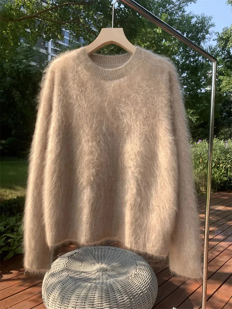 Winterlicher Oversize Damenpullover, flauschig und super bequem.