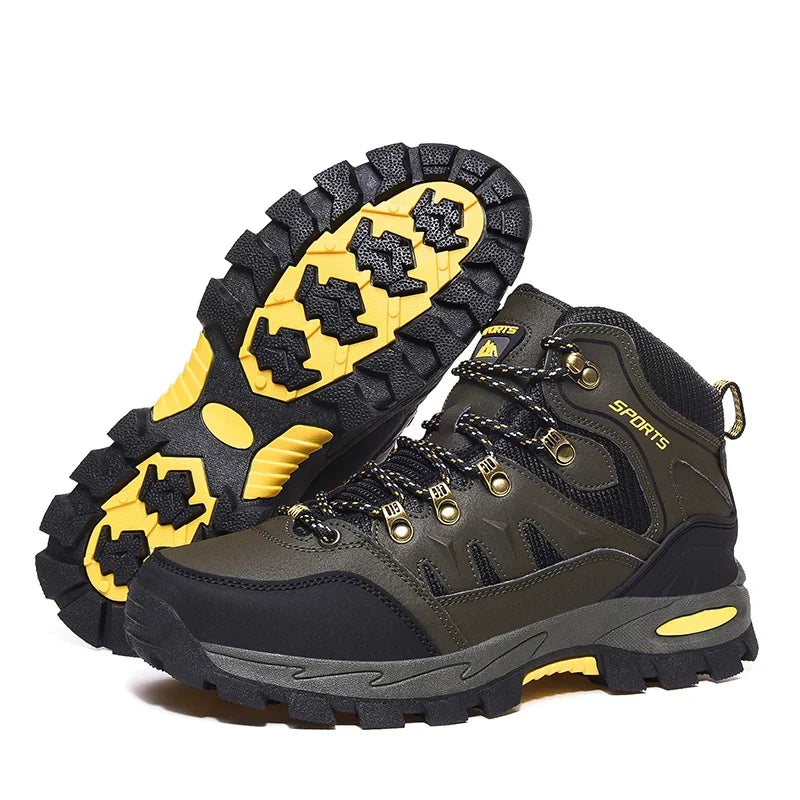 Damen Wanderschuhe, knöchelhoch, mit Profilsohle für sicheren Halt auf Wanderungen.