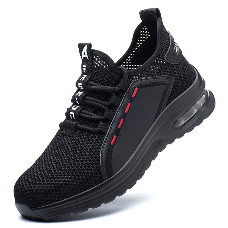 Stylische Herren Sicherheitsschuhe mit Stahlkappe als Sneaker. Komfortable & stoßfeste Arbeitsschuhe für Berufsschutz.