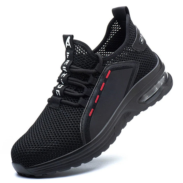 Stylische Herren Sicherheitsschuhe mit Stahlkappe als Sneaker. Komfortable & stoßfeste Arbeitsschuhe für Berufsschutz.