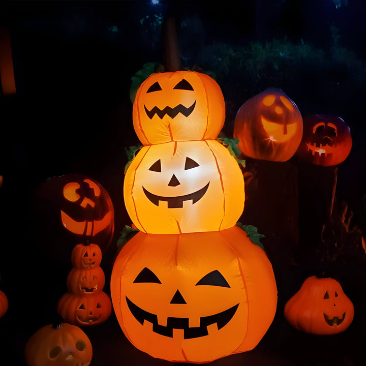 Große aufblasbare Kürbis-Halloween-Deko mit LED-Beleuchtung, auffällige Gartendekoration für den Außenbereich.