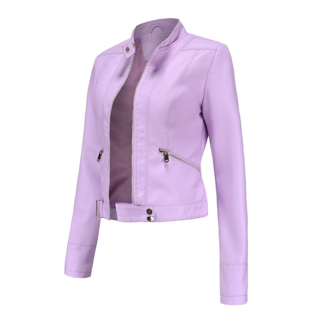 Damen-Lederjacke mit klassischem Schnitt, komfortabel & elegant, ideal für den Frühling.