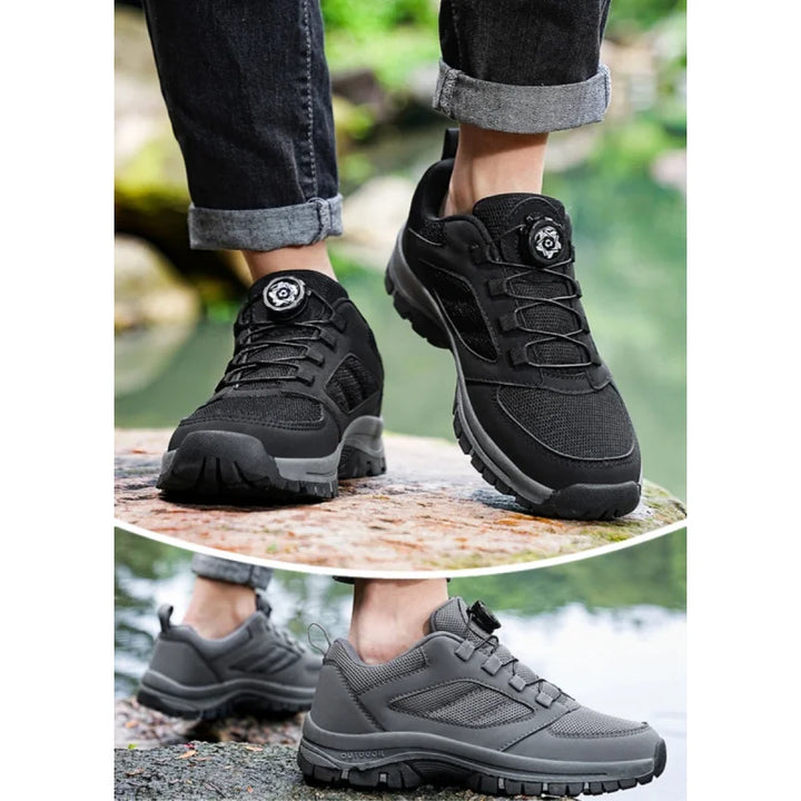 Rutschfeste Herren Outdoorschuhe mit Profilsohle, ideal für anspruchsvolles Gelände und Herbstwanderungen.