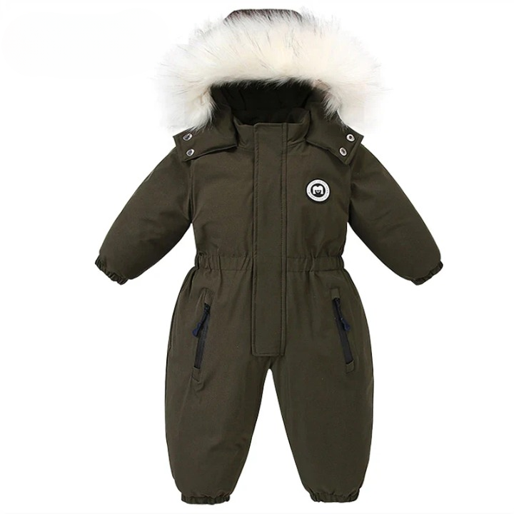 Süßer Baby-Winteroverall mit Kapuze für unbegrenzten Outdoor-Spaß im Schnee; warm & winddicht.