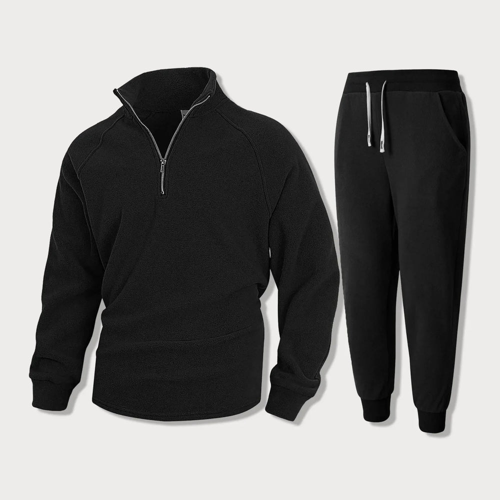 Lässiges Herren Trainingsanzug Set aus bequemem Stoff mit Halbem Reißverschluss Oberteil und Jogginghose für den Alltag.