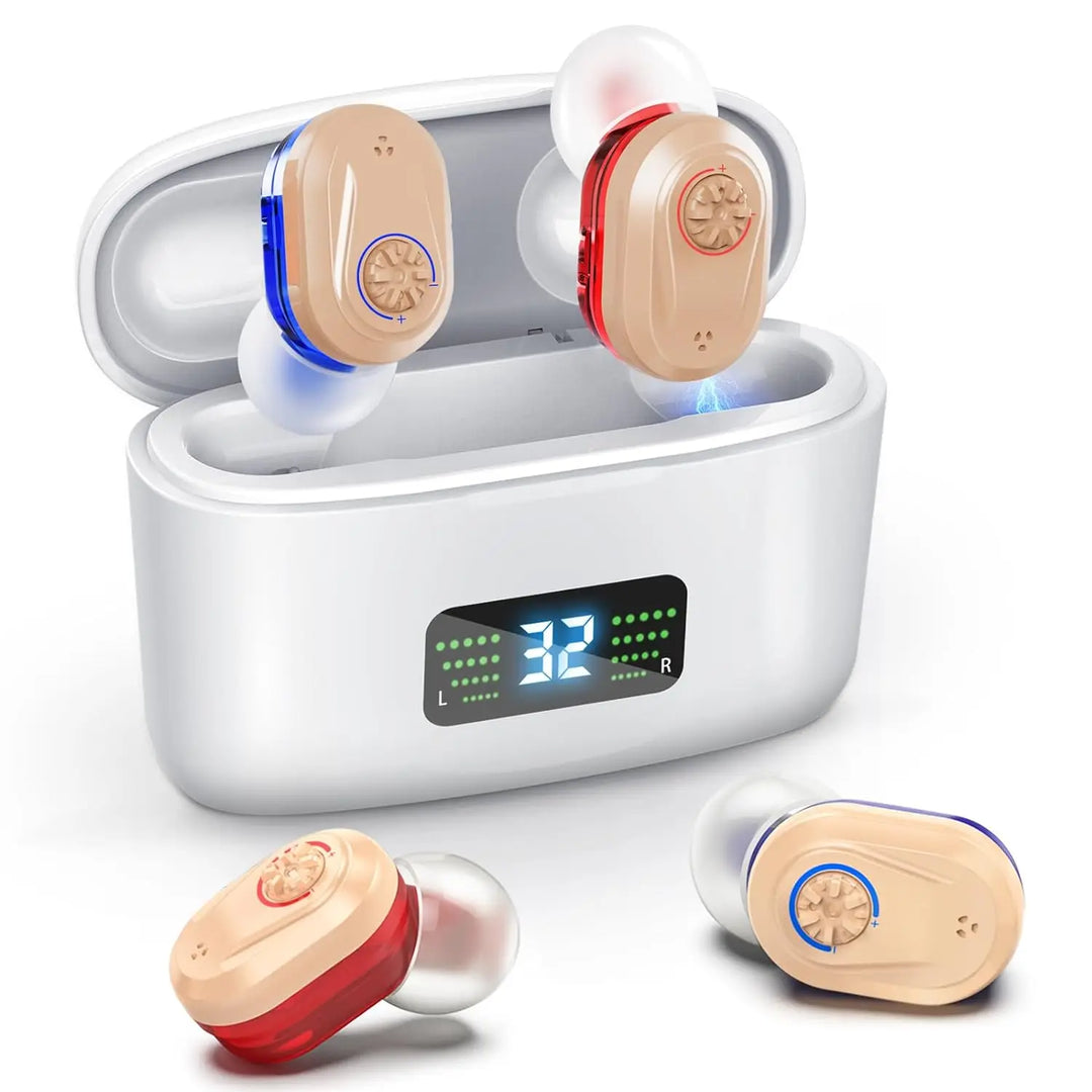 Kabelloses Mini-Hörgerät HearMax mit Rauschunterdrückung für klaren Klang und besseres Hörerlebnis.