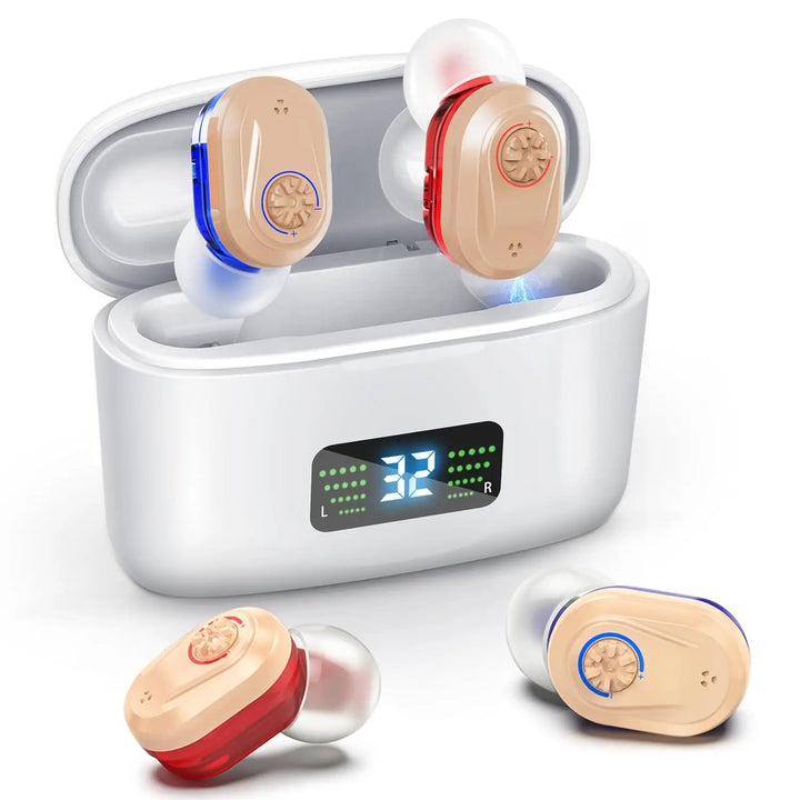 Kabelloses Mini-Hörgerät HearMax mit Rauschunterdrückung für klaren Klang und besseres Hörerlebnis.