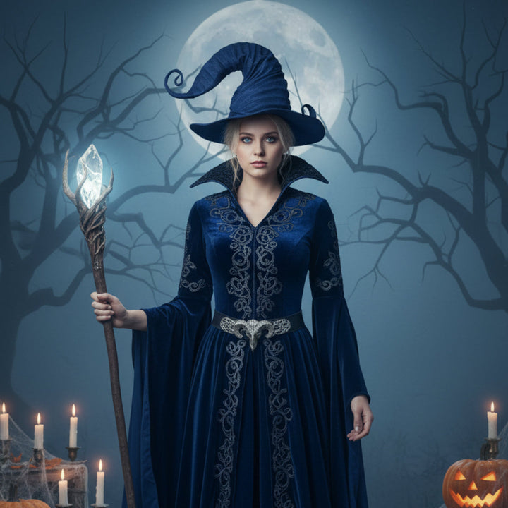 Unisex Hexenhut aus Polyester, perfektes Kostümzubehör für Halloween, Fantasy-Cosplay oder Zauberer-Verkleidungen.