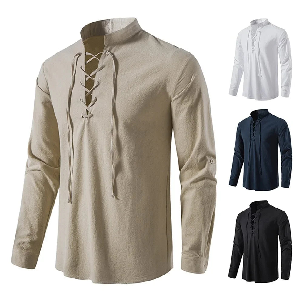 Schwarzes Herren Freizeit-Hemd, locker geschnitten im Boho-Stil, ideal für den Sommer.