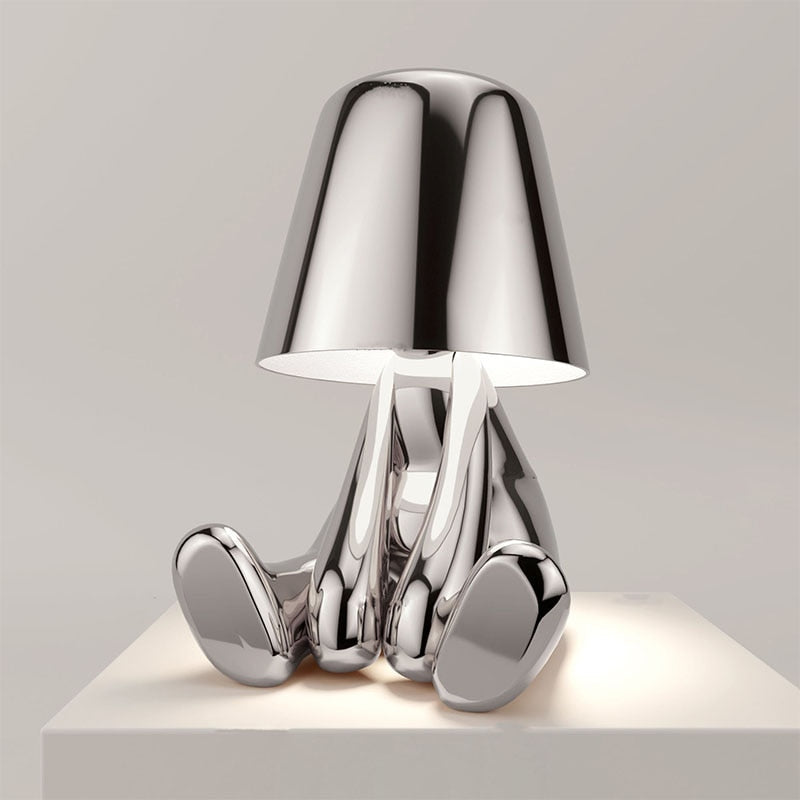 Elegante Gold-Silber Tischlampe, moderne LED-Leuchte aus Metall & Glas, gemütliche Wohnzimmer-Beleuchtung.