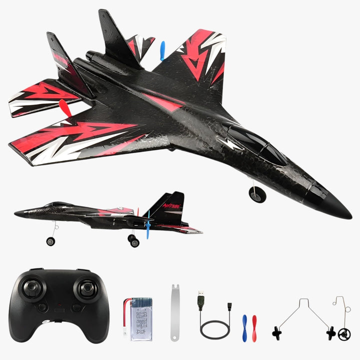 Das FalconAir RC LED-Flugzeug in der Geschenkbox, ein komplettes Set für sofortigen Flugspaß als ideales Geschenk.