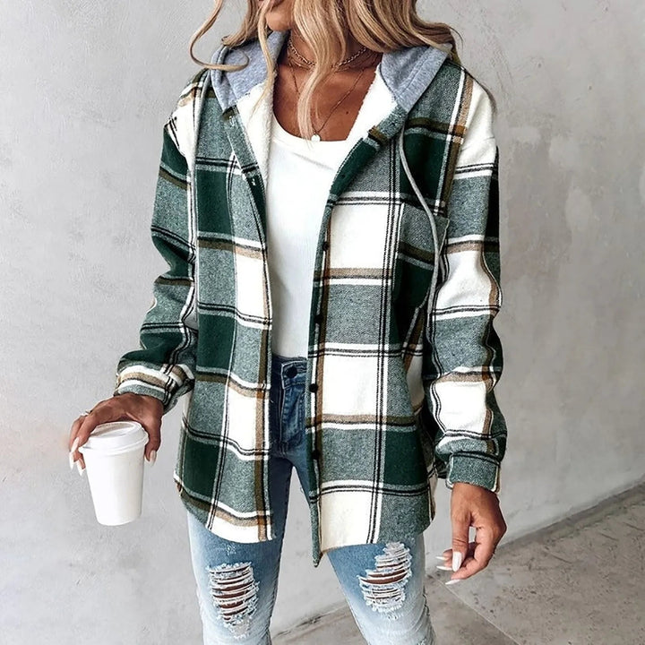 Rote elegante Damen Herbstjacke. Bequemer, leichter Mantel im minimalistischen Stil für Freizeit & Alltag.
