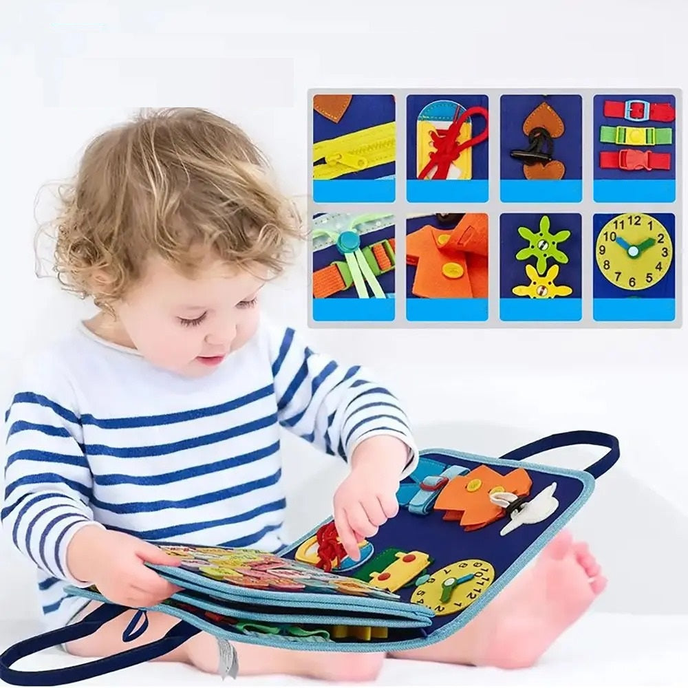 Vielfältige interaktive Aufgaben im Montessori Aktivitätsbuch zur Entwicklung von Kleinkindern und Vorschulkindern.