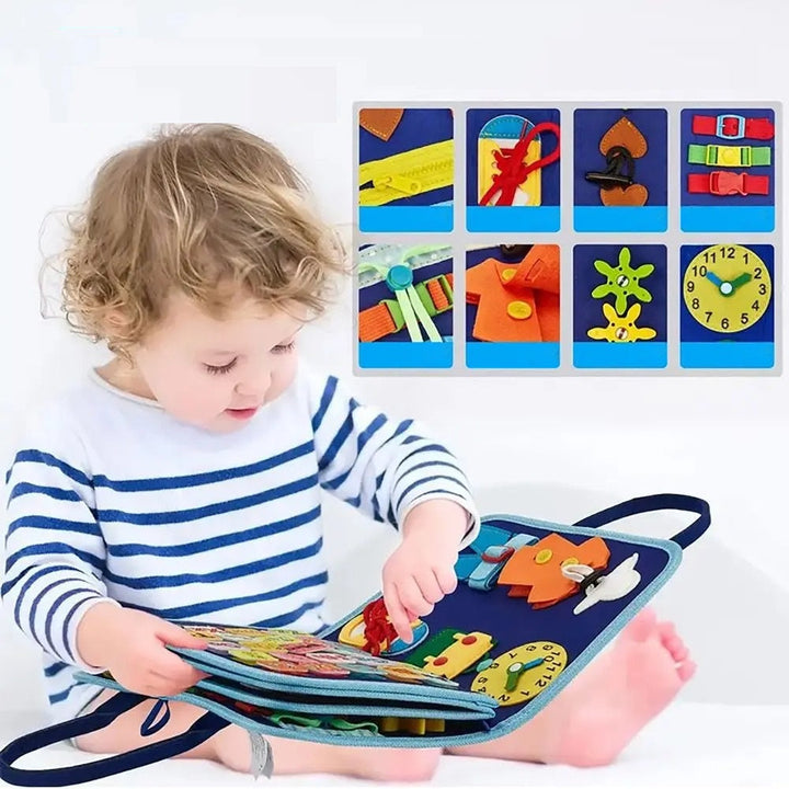 Vielfältige interaktive Aufgaben im Montessori Aktivitätsbuch zur Entwicklung von Kleinkindern und Vorschulkindern.