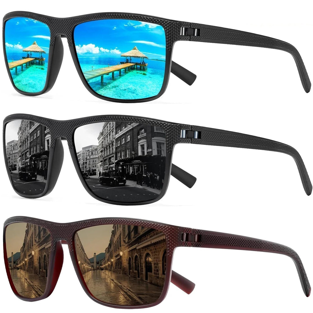 Vielseitiges 3er-Pack polarisierte Unisex-Sonnenbrillen; hoher UV-Schutz für Damen und Herren bei jedem Wetter.