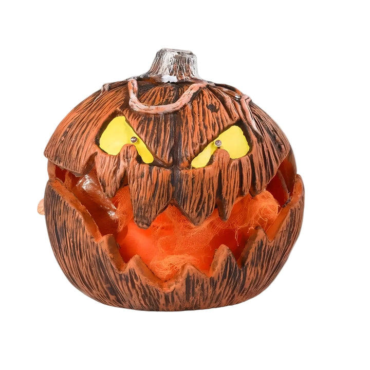 LED Kürbislaterne mit realistischem Flammeneffekt für stimmungsvolle Halloween-Deko, batteriebetrieben.